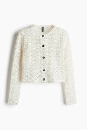 H&M Cardigan in Pointellestrick - White