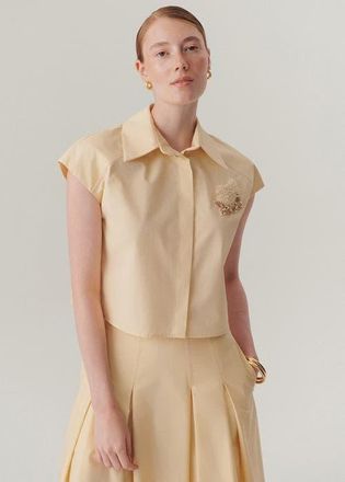 Exquise Hallie Embroidered Shirt in Light Yellow at Nordstrom, Size X-Large