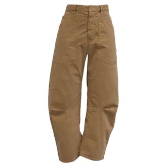 Nili Lotan Nili Lotan Shon Barrel Jeans in Brown Cotton
