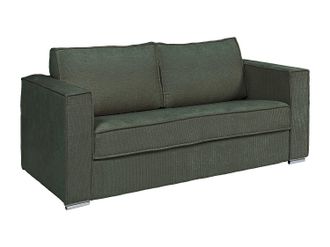 Vente-Unique Sof&aacute; cama de 4 plazas r&aacute;pido en chenilla verde - Base con lamas anchas de 160 cm - Colch&oacute;n de 14 cm LORETO