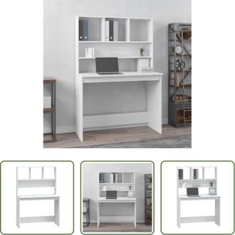 vidaXL Scrivania in legno - Scrivania con Mensole Bianca 102x45x148 cm in Legno Multistrato