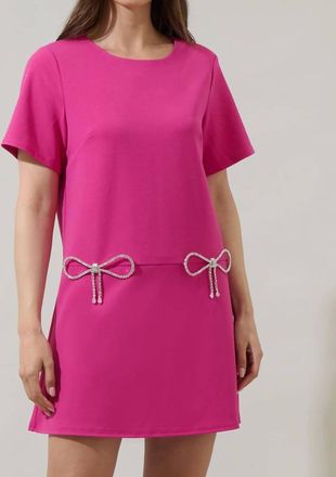 Sugarlips Bow Shift Mini Dress In Fuchsia