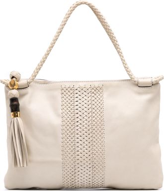 Gucci Pre-owned Womens Tote Woven Detail Tassel - Ivory Leather - One Size