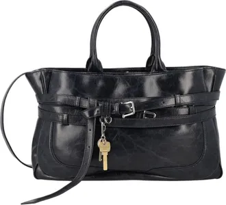 Osoi Smooth Leather Tote Bag with Wrap-Around Belt Detail