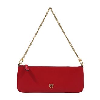Pinko New Horizontal Flat Vitello Seta - Dames - Schoudertassen - Rood - ONE Size - Leer - Tassen
