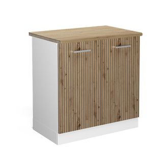 Vicco Armario Bajo Para Fregadero R-line, Roble Artesanal, 80 Cm, Et Roble
