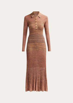 Zimmermann Mouline Rib-Knit Polo Midi Dress