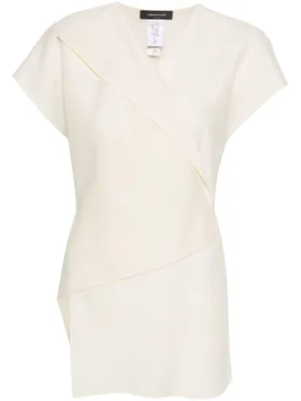 Fabiana Filippi V-neck wrap blouse - women - Virgin Wool/Silk - 44 - Neutrals