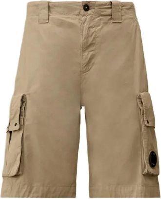 C.P. Company Casual Shorts, male, Beige, Size: 2XL Cotton Gabardine Lens Cargo Shorts