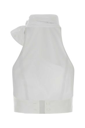Dsquared2 Womens White Poplin Top Exterior: Cotton T-Shirt