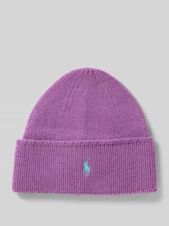 Polo Ralph Lauren Wollmütze mit Logo-Stitching in Violett, Größe 1