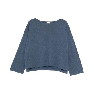 C.T. Plage Trui met boothals - Dames - Longsleeves - Blauw - S - Katoen - Tops
