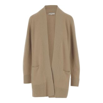 Vince Cashmere Knitwear, female, Beige, Size: XL Cashmere Open Cardigan with Pockets