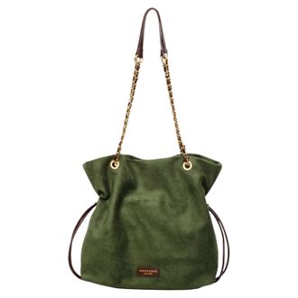 Generic Faux Suede Bucket Bag Drawstring Hobo Bag Retro Handbag for Women (Green)