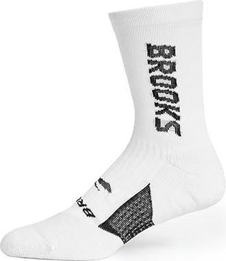 Brooks Ghost Crew Mens No Show Socks Shoes White/Brooks : LG (US Mens Shoe 9-11.5 - Womens Shoe 10-12.5), Nylon/Spandex