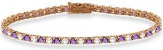 Allurez Alternating Diamond & Amethyst Eternity Bracelet 14K Rose Gold (5.36ct)