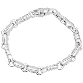 Pompeii3 Mens Mariner with Ribbed & Rolo Links 14k Gold (46gram) or Platinum (74gram) 6.5-8mm Bracelet 8.5
