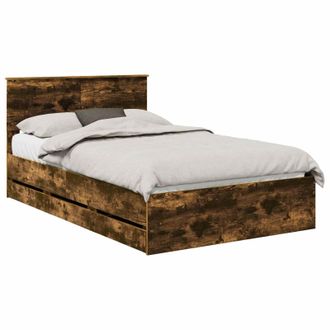 vidaXL Estructura De Cama Roble Ahumado 120 X 200 Cm Madera Ingenieril Vidaxl