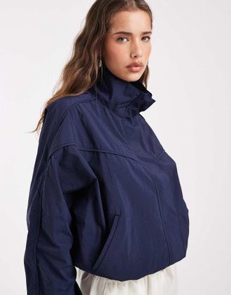 Asos giacca windbreaker con collo a imbuto tecnica navy-blu navy