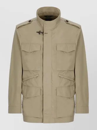 Fay short jacket high neck epaulettes pockets