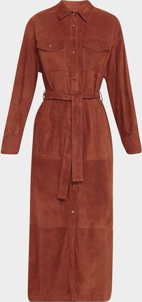 Brunello Cucinelli Suede Belted Midi Shirtdress