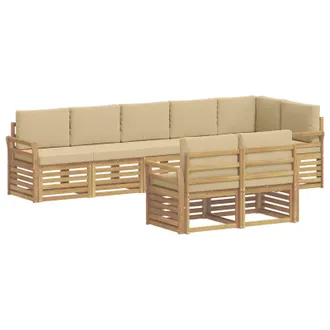 vidaXL Set Di Divani Da Esterno 8 Pz Bianco E Beige Poliestere Vidaxl
