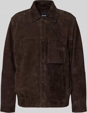 HUGO BOSS Regular Fit Lederjacke aus echtem Ziegenleder Modell C-MOLOT in Mittelbraun, Gr&ouml;&szlig;e 48