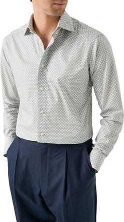 Eton Contemporary Fit Signature Twill Button-Up Shirt in Medium Blue at Nordstrom, Size 15.5