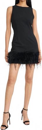 Donna Morgan Phaedra Sleeveless Feather Mini Dress In Black