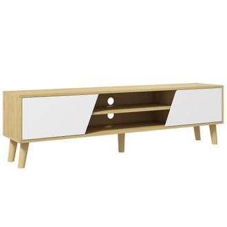 HOMCOM Mueble Para Tv De Sal&oacute;n Con 2 Puertas, 2 Estantes Y 5 Patas Para Televisores De Hasta 65 Pulgadas (165 Cm), Ideal Para Dormitorio. Medidas: 150 X 30 X