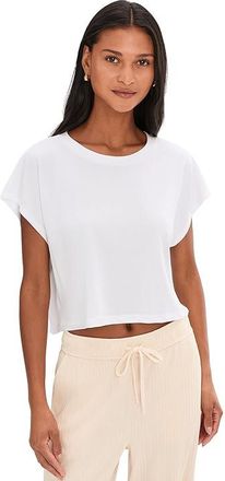 Beyond Yoga Studio Luxe Cropped T-Shirts Womens Workout White : SM, Modal/Polyester
