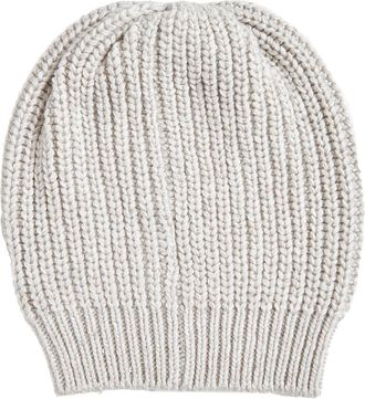 Brunello Cucinelli Womens Beanie Cashmere-Silk Grey Cashmere And Silk Blend Hat