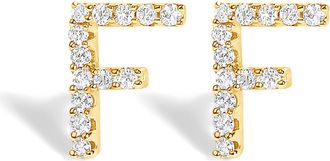 House of Brilliance 10K Gold 1/10 Cttw Diamond Initial A to Z Stud Earring