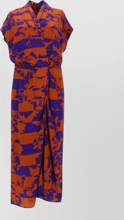 Dries Van Noten floral wrap maxi dress v neck cap sleeves