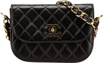 Chanel Pre-owned CC Quilted Lambskin Chain Flap - Dames - Vintage Schoudertas - Zwart - ONE Size - Leer - Vintage