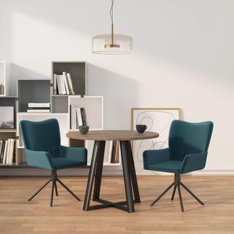 vidaXL Sillas De Comedor Giratorias 2 Uds Terciopelo Azul Vidaxl