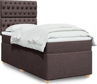 vidaXL Vidaxl - Cama Box Spring Con Colch&oacute;n Tela Marr&oacute;n Oscuro 100x200 Cm