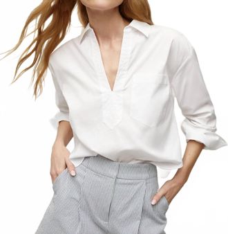 Veronica Beard Khai V-Neck Top In White