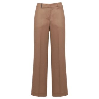 PESERICO Rechte broek - Dames - Broeken - Bruin - Maat: S Wol