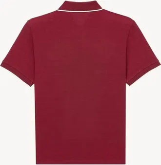 Saint Laurent Tipped-Collar Cotton Polo - Bordeaux