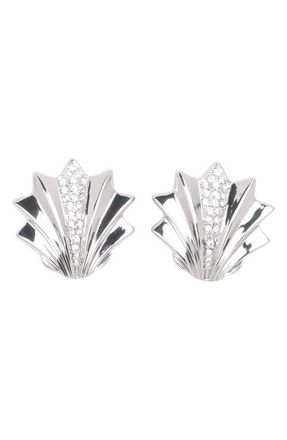Julietta Crystal Shell Earrings in Silver at Nordstrom