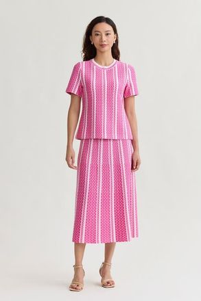 Ming Wang Roadmap Pattern Soft Knit Top in Carmine Rose/pink at Nordstrom, Size X-Small