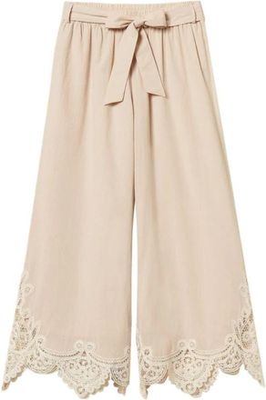Twinset Cropped Broeken - Dames - Vrijetijds broeken - Beige - M - Broeken