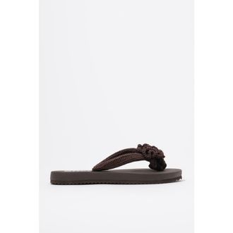 Bimba & Lola Crochet Flower Flip-Flop in Dark Brown at Nordstrom, Size 40