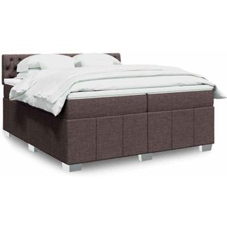 vidaXL Vidaxl - Cama Box Spring Con Colch&oacute;n Tela Marr&oacute;n Oscuro 200x200 Cm