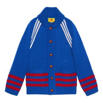 Gucci x adidas Intarsia Wool Cardigan Blue 713184-XKCPK-4383