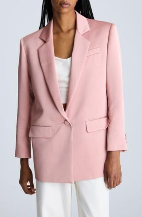 Kenneth Cole One-Button Satin Twill Blazer in Rose at Nordstrom, Size Medium