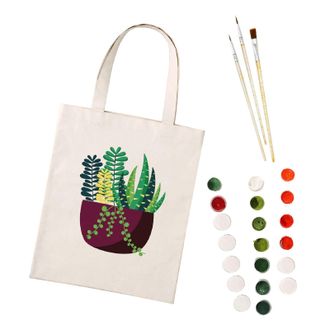 Generic CXINLky Painting by Numbers Canvas Bag, Creative DIY Painting by Numbers Shoulder Bag Handbag with Large Capacity, 22 pot plant, Medium