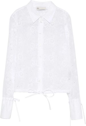 Tory Burch Broderie Anglaise Blouse - Dames - Overhemden - Wit - XS - Katoen - Overhemden