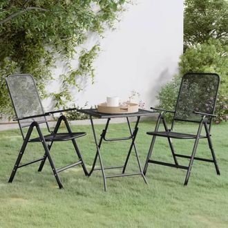 Berkfield Home 3 Piece Garden Dining Set Expanded Metal Mesh Anthracite in Black